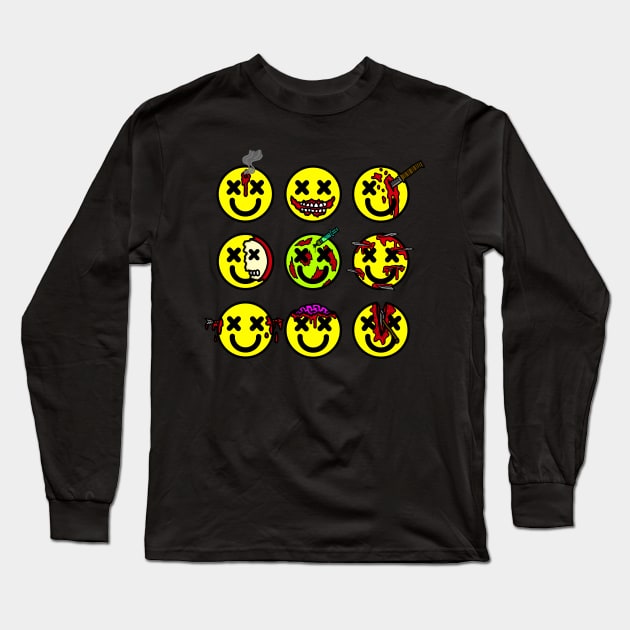 Smiley Face Death Long Sleeve T-Shirt by GiantAlienMonster